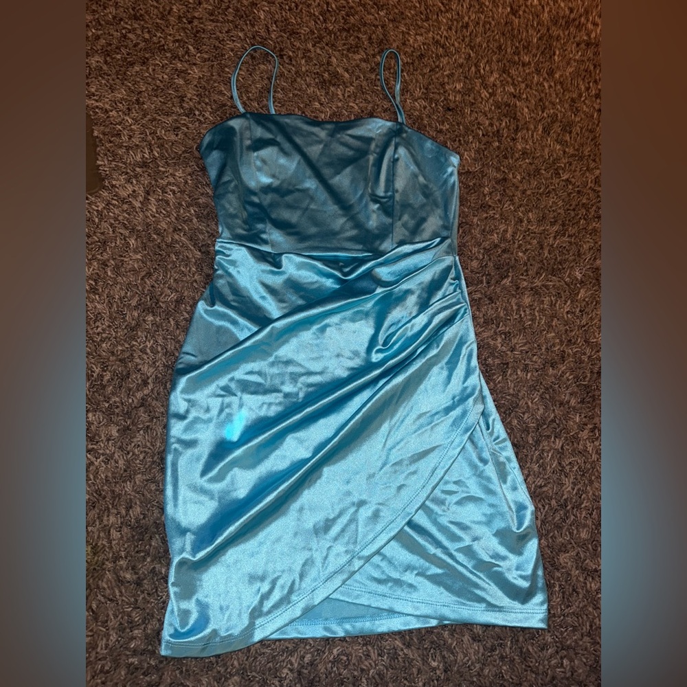 Elegant Blue Satin Dress